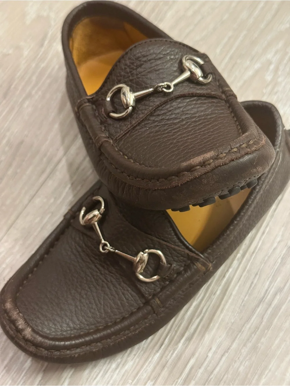 Gucci Brown Leather Horsebit Loafers - Boys